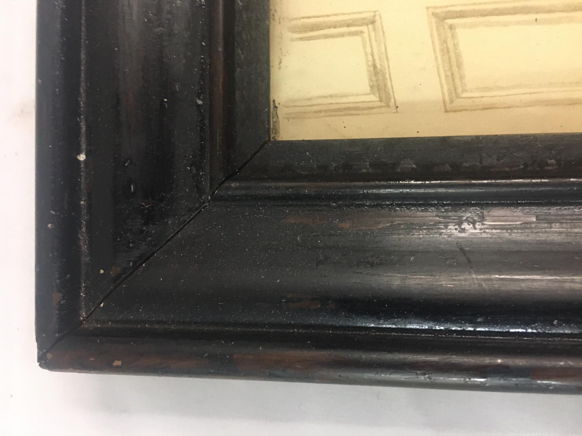 Gran Silueta de Retrato de Familia en Vidrio Eglomise del S. XIX con Fondo Detallado en venta 7