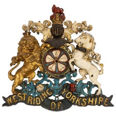 Antique Victorian Cast Iron West Riding of Yorkshire Coat of Arms, circa 1880