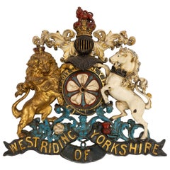 Victorian Cast Iron West Riding of Yorkshire Coat of Arms, circa 1880