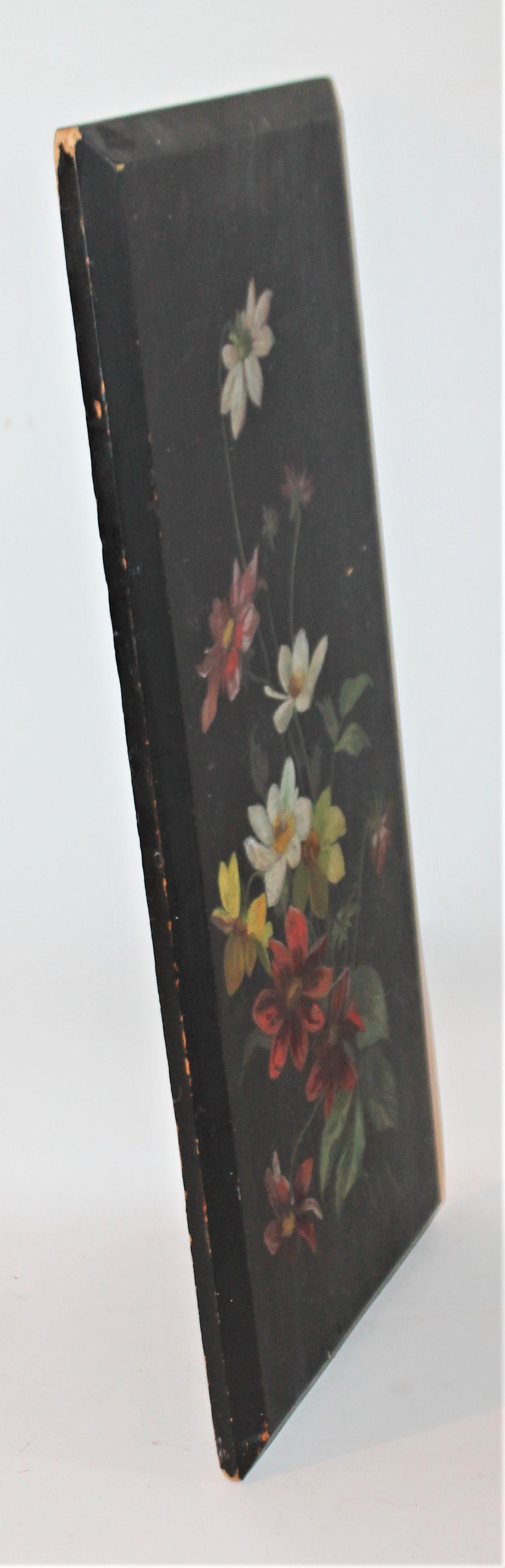 19th Century Victorian Floral Painting on Board In Good Condition In Los Angeles, CA