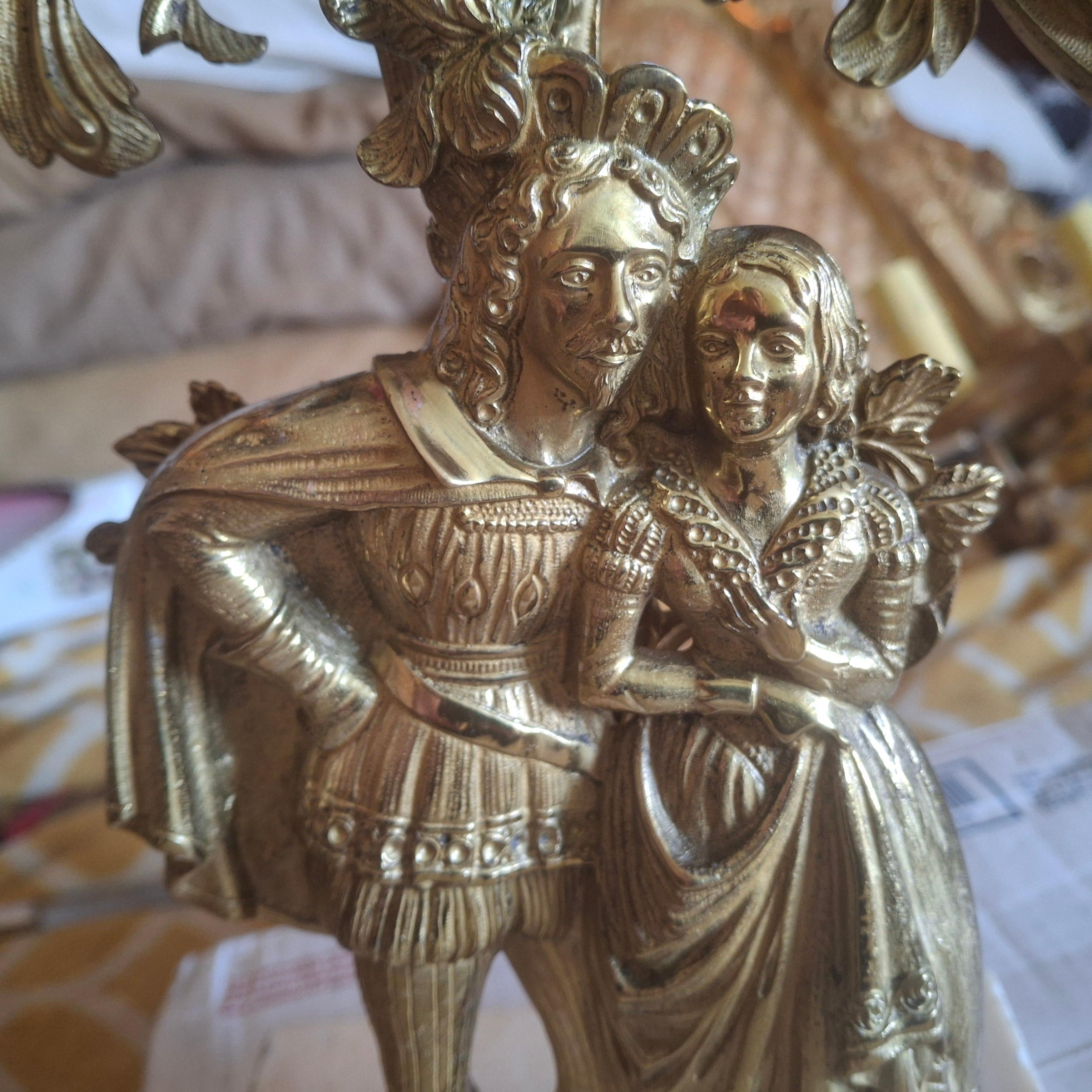 19. Jahrhundert Viktorianische vergoldete Bronze / Kristall Figural Kandelaber / Girandole im Angebot 2