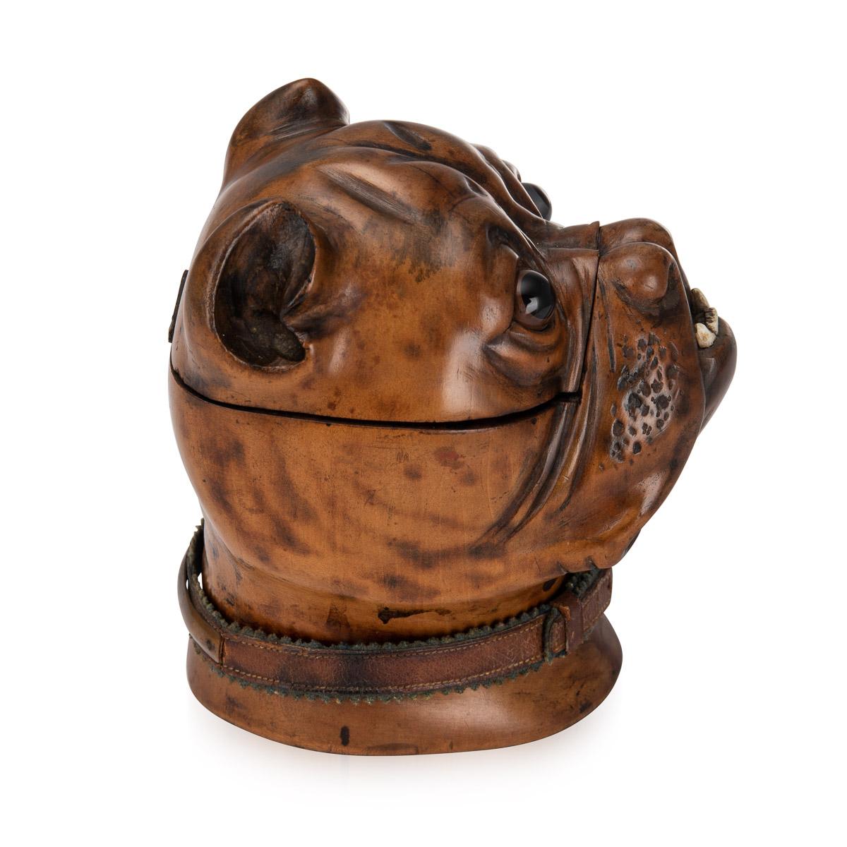 19th Century 19thC Victorian Lignum Vitae Bulldog Inkwell, c.1860