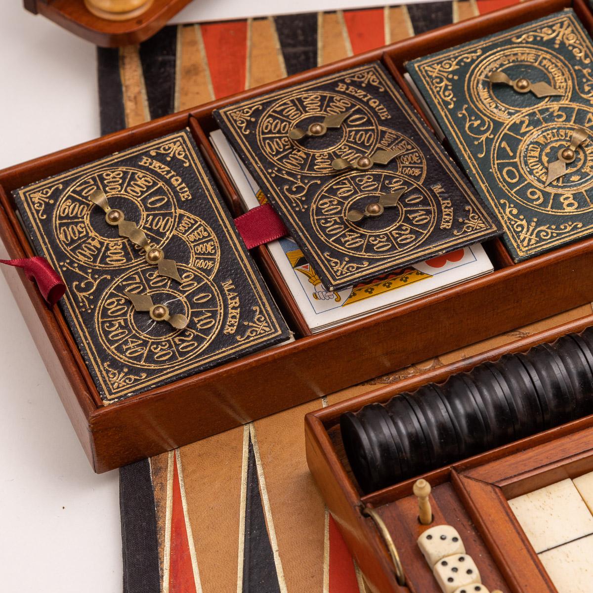 Victorian Mahogany Games Compendium, Cards and Board Games, circa 1890 In Good Condition In Royal Tunbridge Wells, Kent