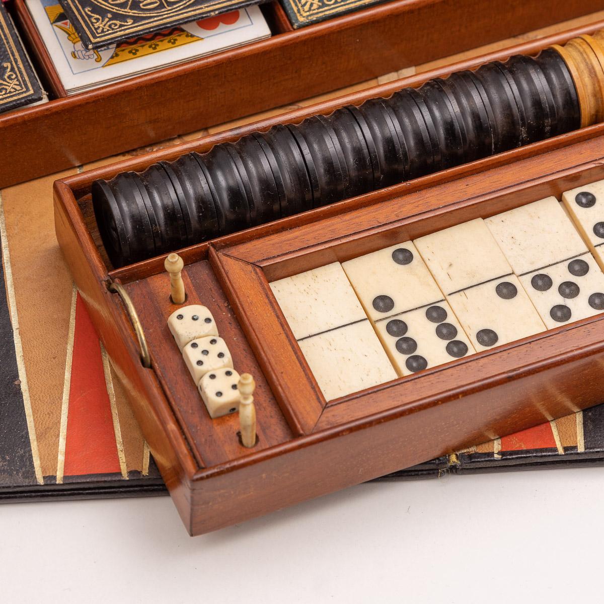 19th Century Victorian Mahogany Games Compendium, Cards and Board Games, circa 1890