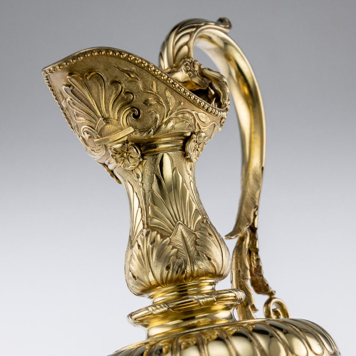 Victorian Silver-Gilt Pair of Wine Ewers by Elkington & Co, circa 1878 4