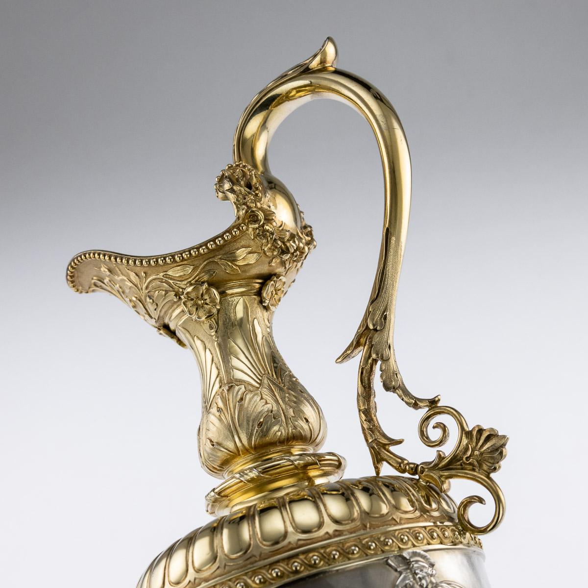 Victorian Silver-Gilt Pair of Wine Ewers by Elkington & Co, circa 1878 6