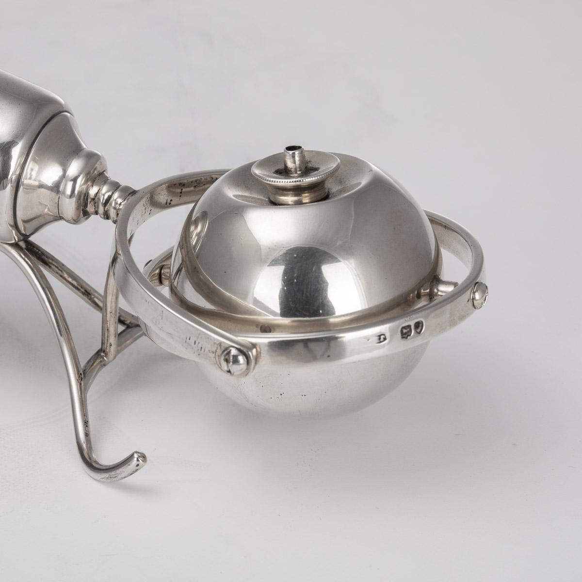 British 19th C Victorian Solid Silver & Antelope Horn Gimble Cigar Lighter, c.1895 For Sale