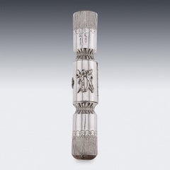 19thC Victorian Solid Silver Christmas Cracker Pin Cushion & Box, c.1898