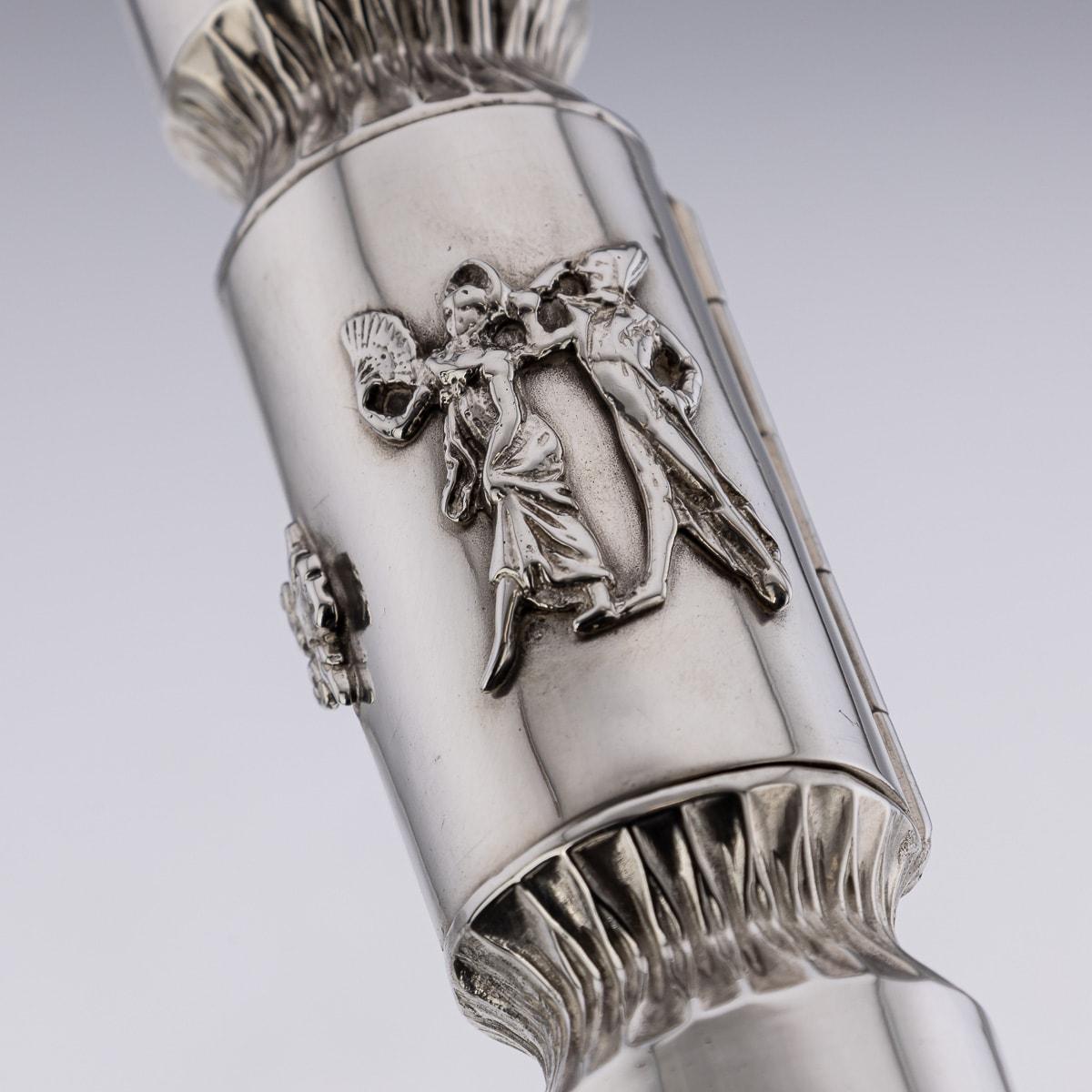 19th Century 19thC Victorian Solid Silver Christmas Cracker Pin Cushion & Box, c.1898 For Sale