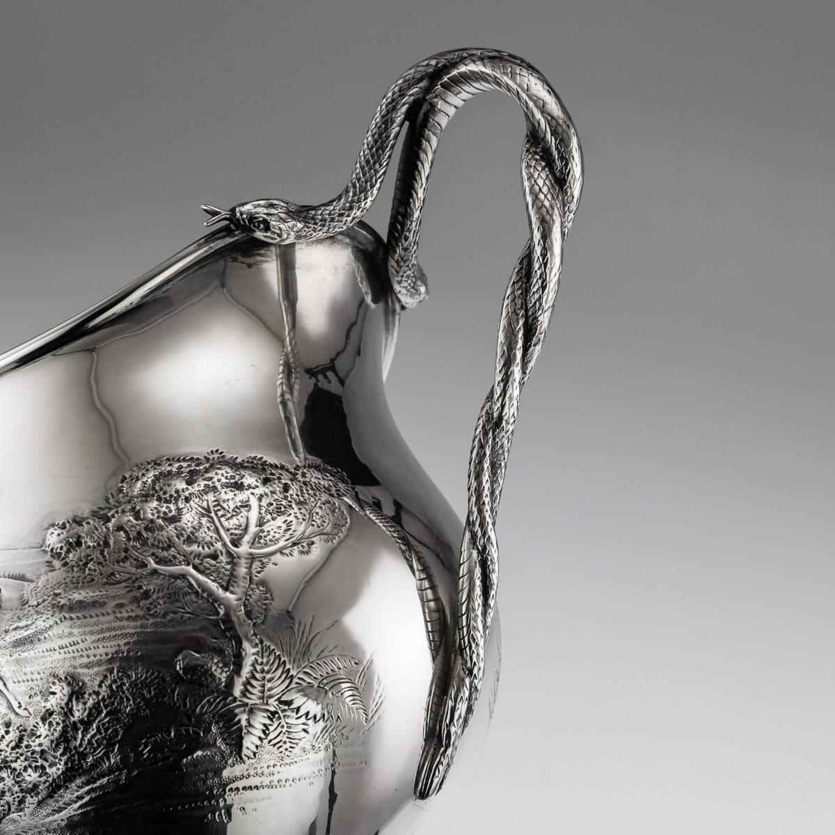 Pichet de chasse victorien en argent massif du XIXe siècle, Elkington & Co, vers 1897 en vente 2