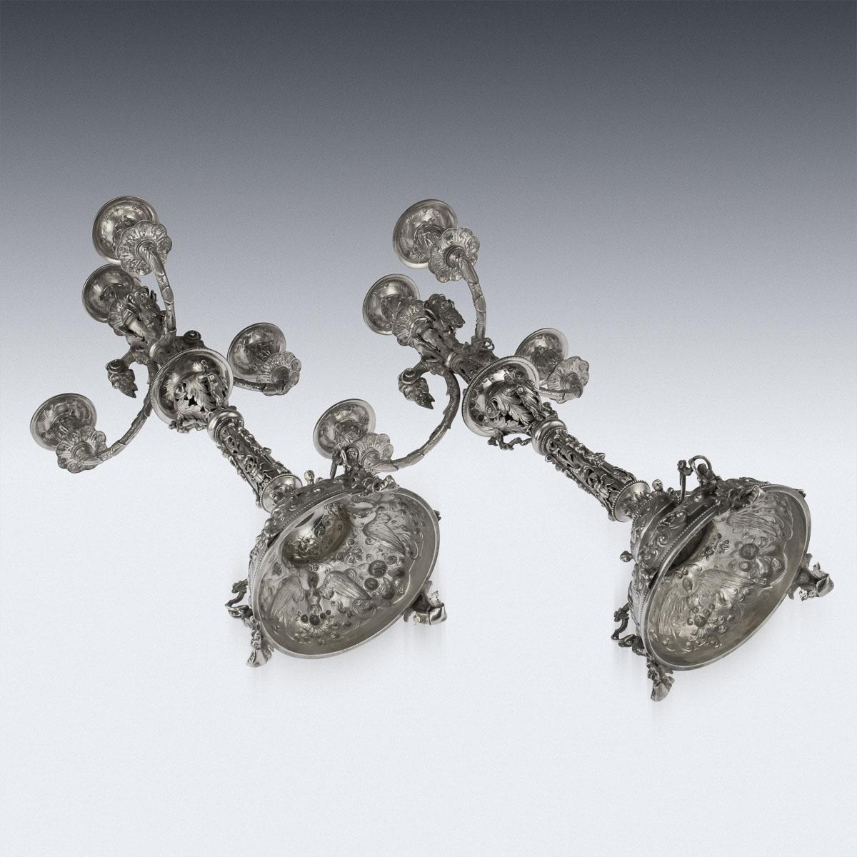 Victorian Solid Silver Set of Four Candelabras, Macrae, circa 1872-1873 5