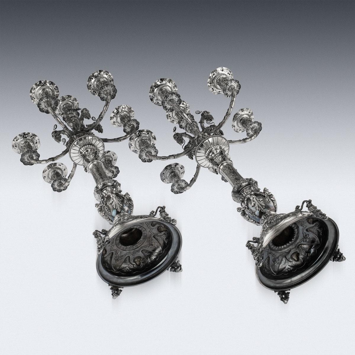 19th Century Victorian Solid Silver Set of Four Candelabras, Macrae, circa 1872-1873