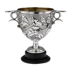 Victorian Solid Silver Skyphos Cup, Walter & John Barnard, circa 1880