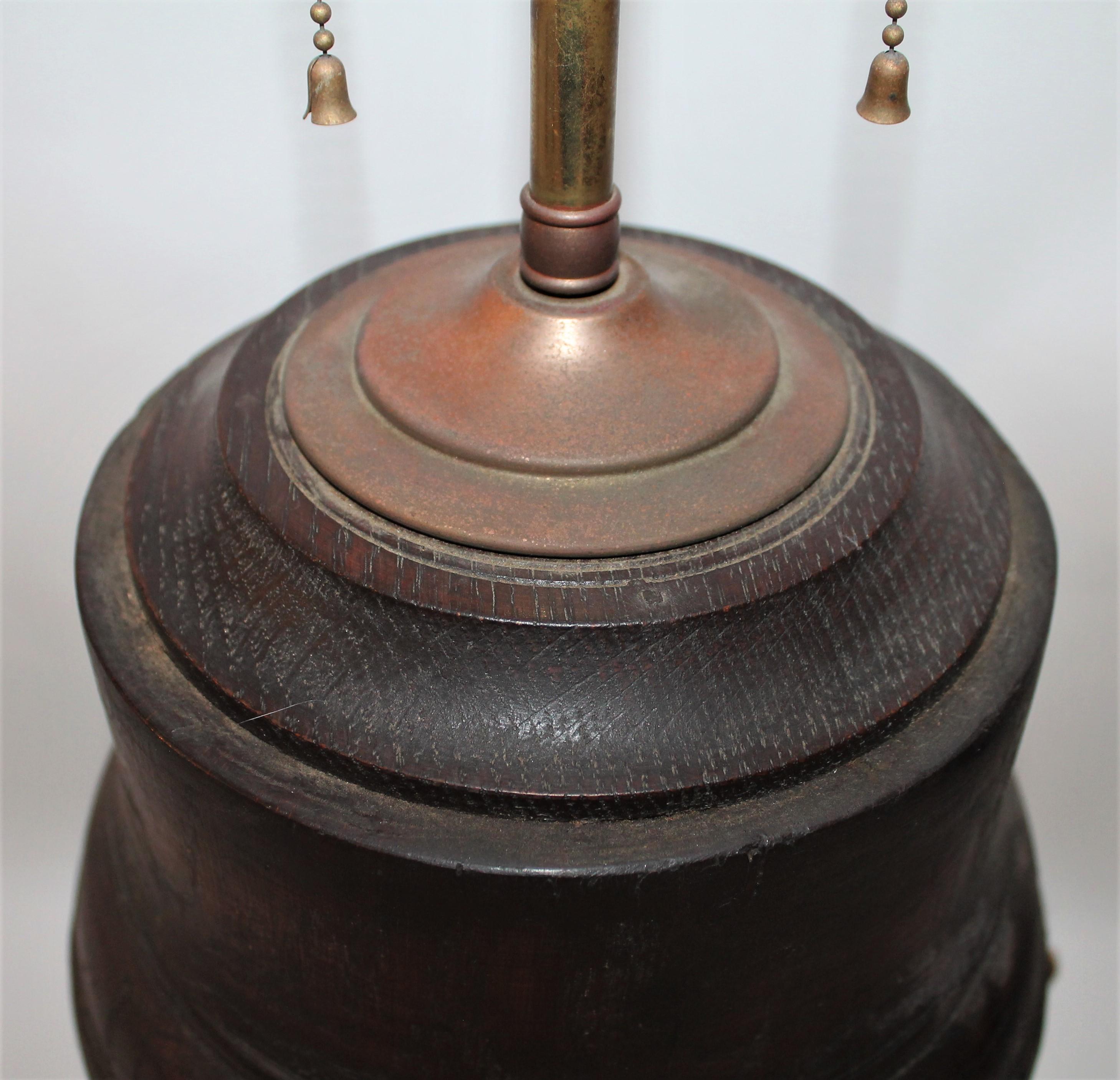 Hand-Crafted 19th Century Wagon Wheel Hub Lamps, Pair