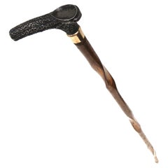 19. Jahrhundert. Walking Stick mit Sterling Silber Horn simuliertem Griff Amerikanisch Ca. 1880