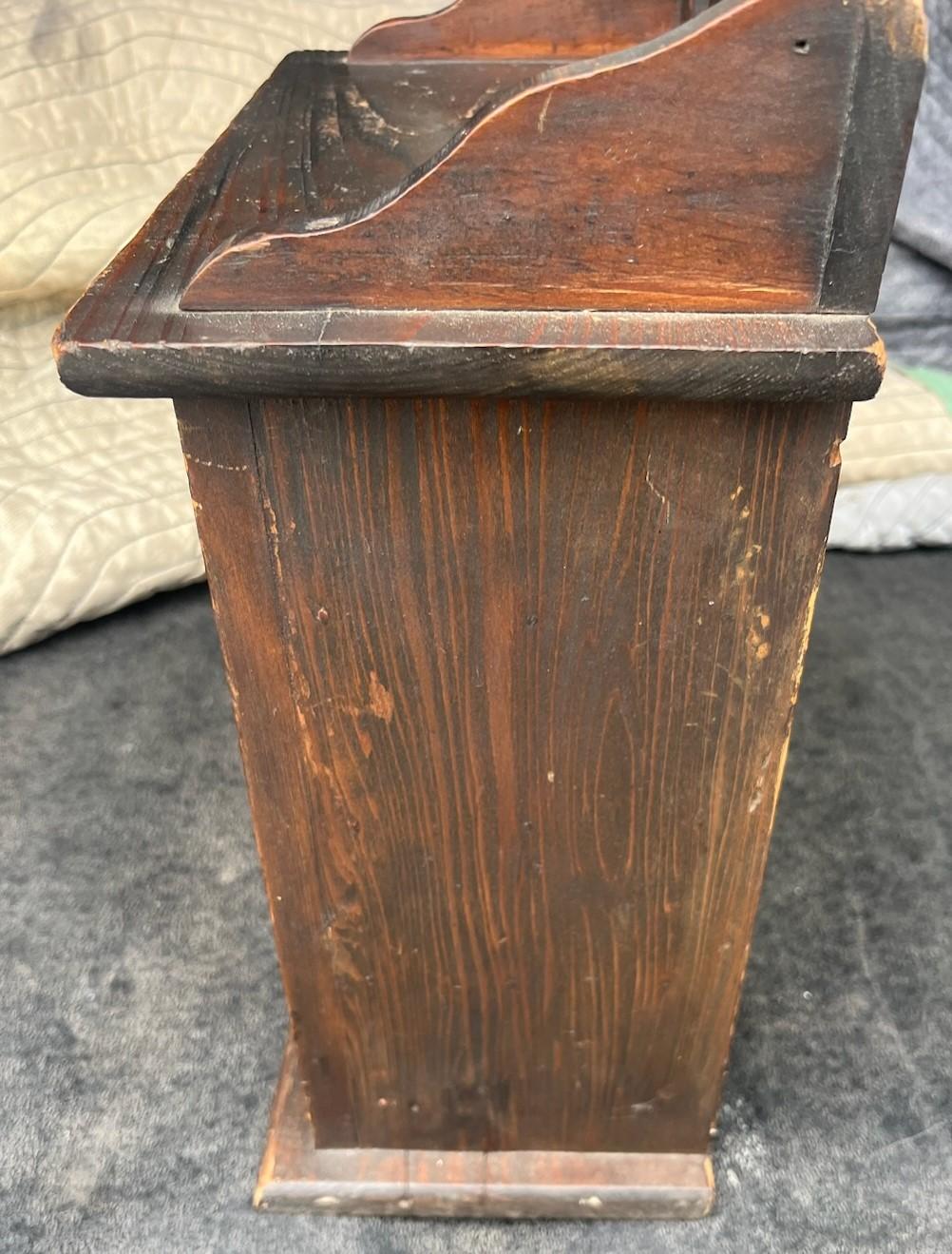 Adirondack 19thc Wall Hanging Spice Box With Porcelain Knobs For Sale