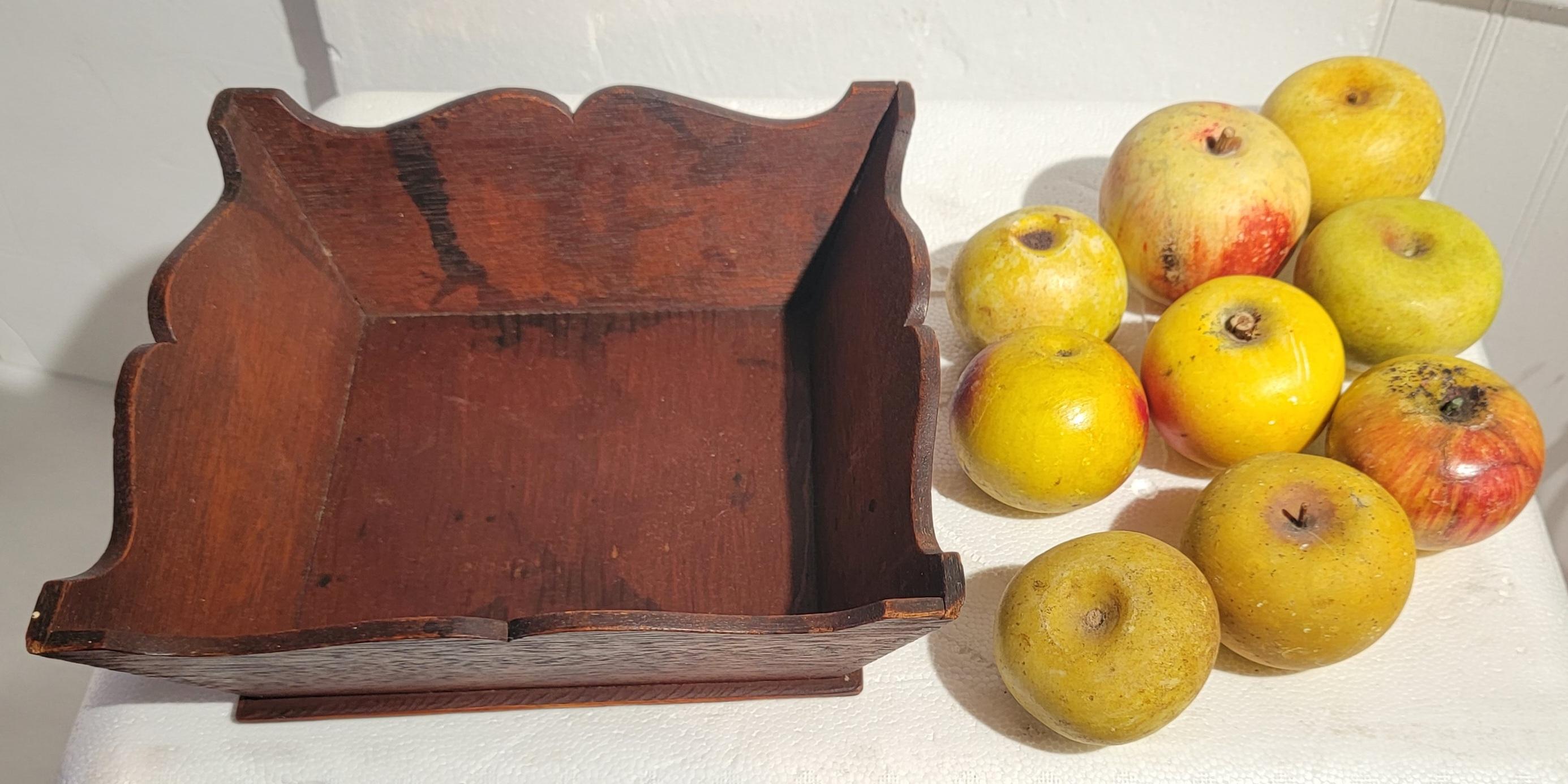 Late 19th Century 19thc Walnut Apple Tray with Alabaster Apples For Sale