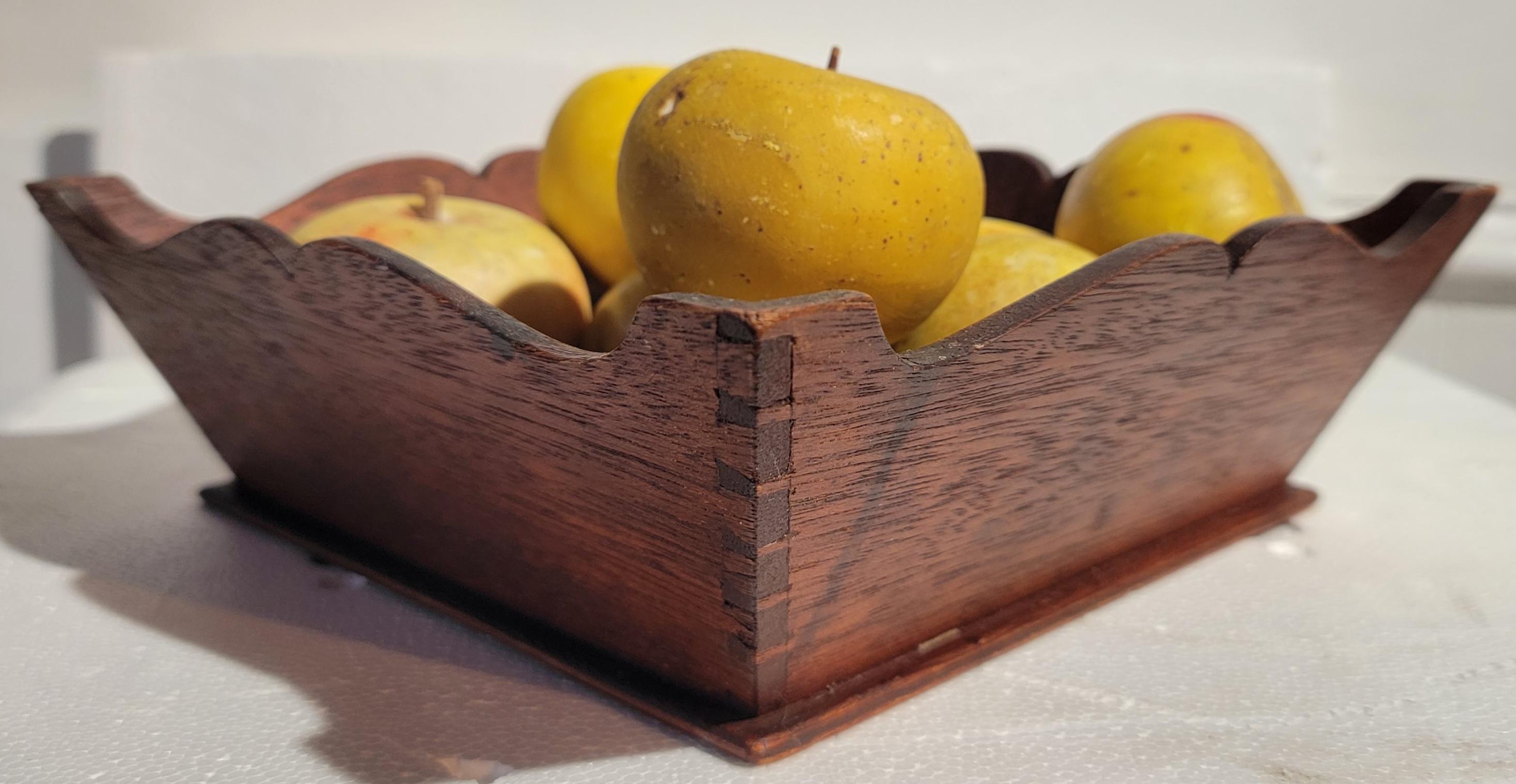 19thc Walnut Apple Tray with Alabaster Apples For Sale 2