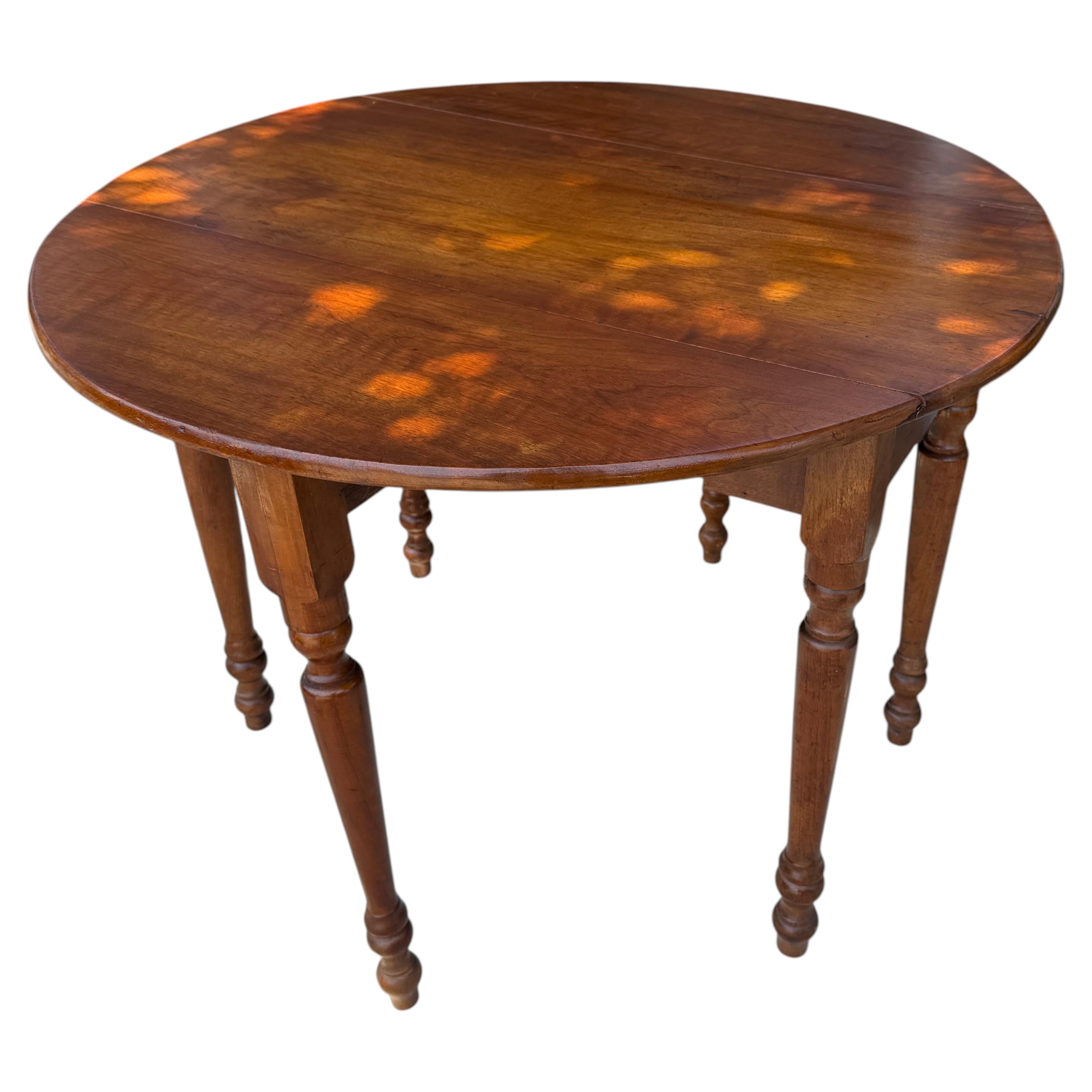 19thc Walnut Drop Leaf Table From Ohio For Sale