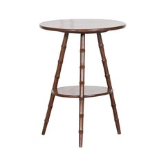 19thC Walnut Faux Bamboo Cricket Table