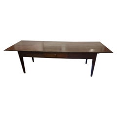 19Thc Walnut Harvest Table With Drawer