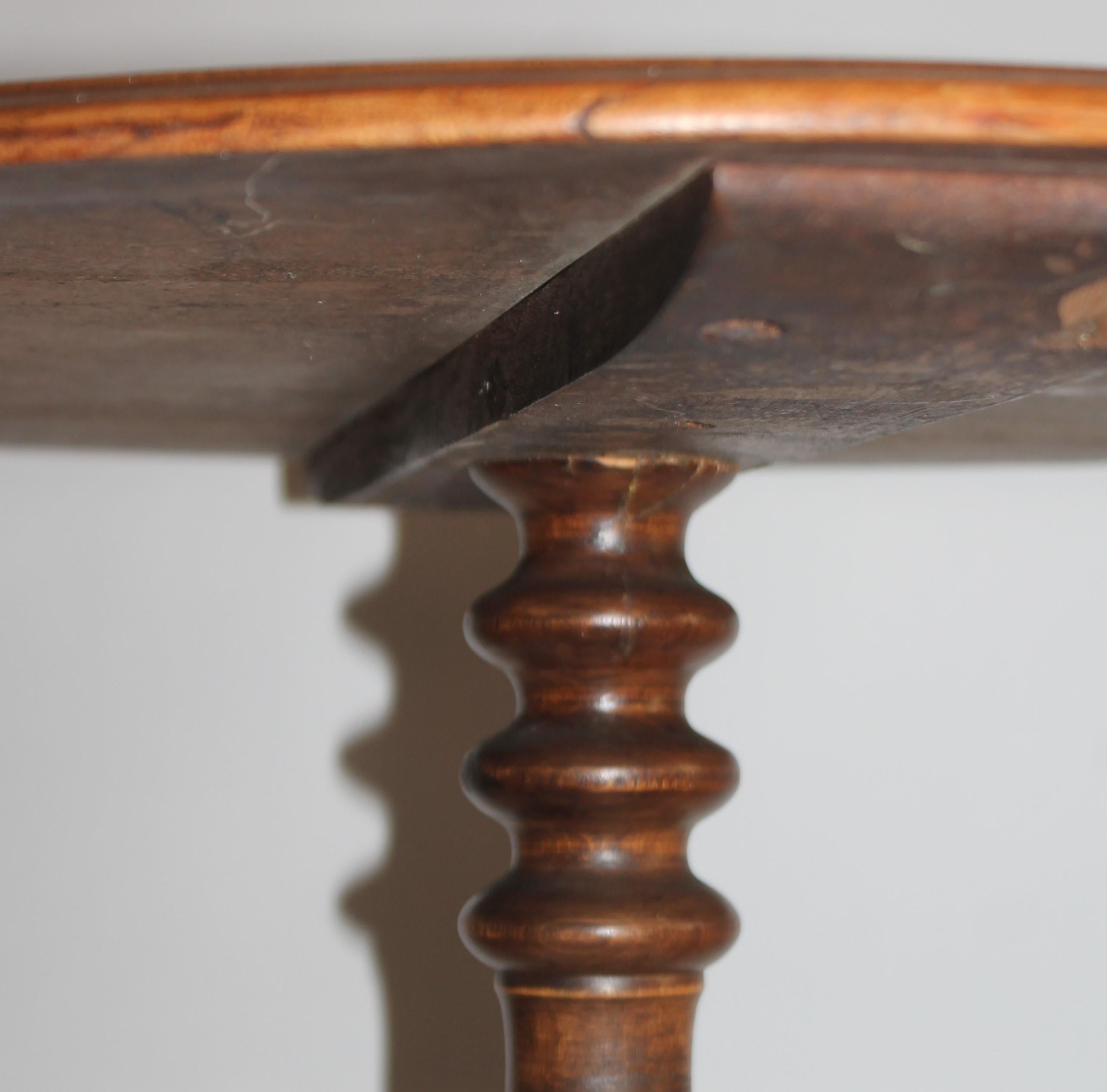 Hand-Carved 19thc Walnut Round Side Table