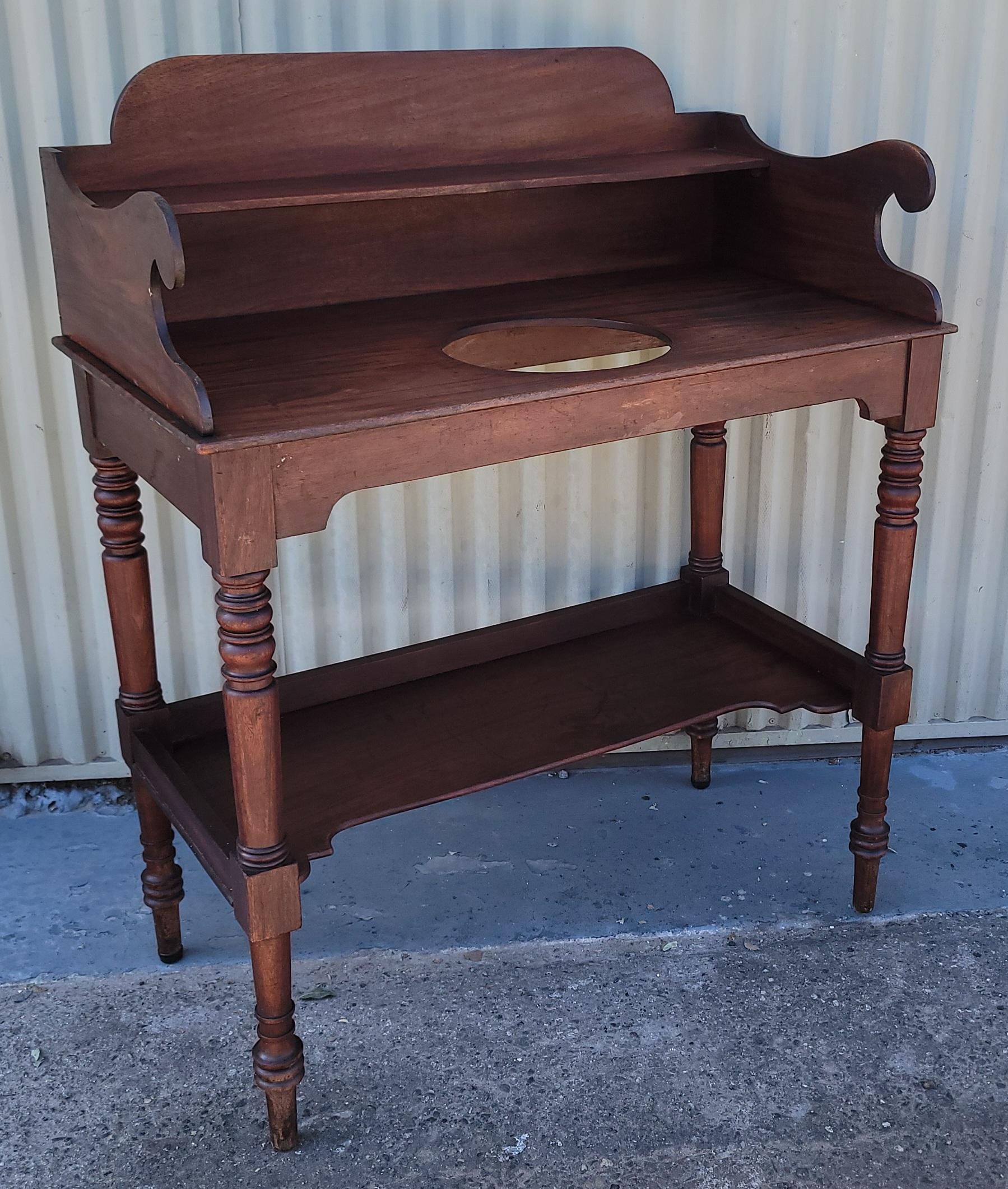 19th Century 19Thc Walnut Wash Stand /Sink Vanity