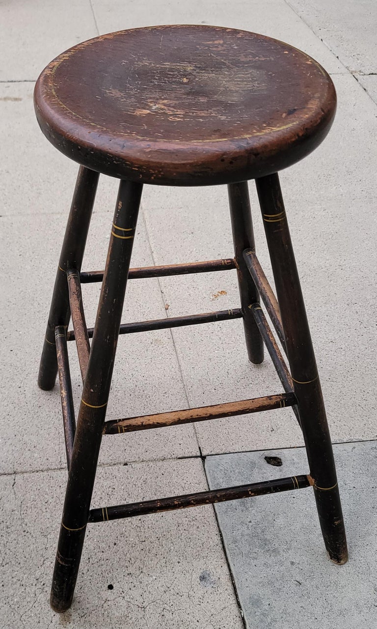 These 19thc weavers stools were found quite often in New England states as there were many weavers and early factory's in the Northern states.The condition is very good with expected age wear.