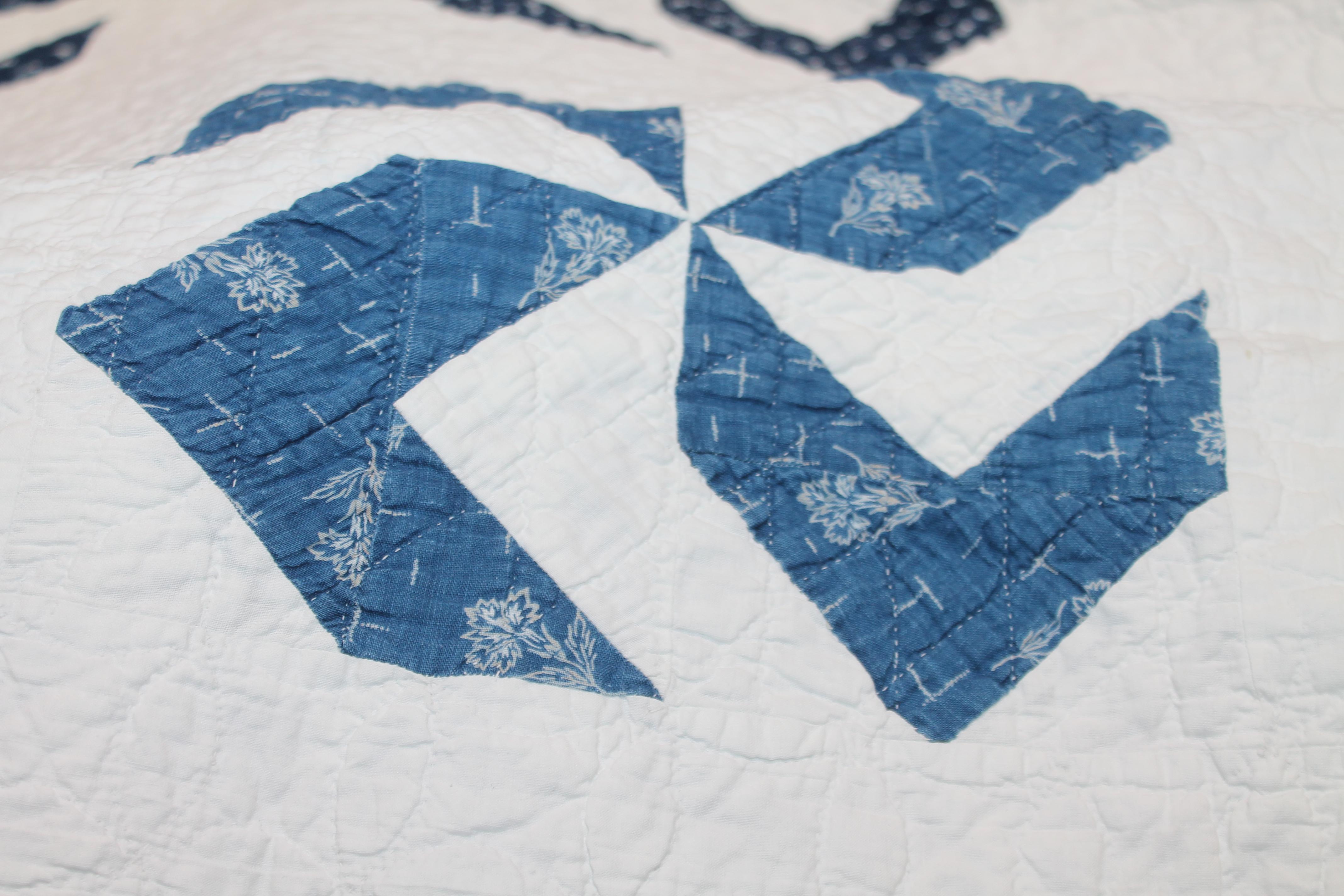 Adirondack 19Thc Whirling Logs Blue & White Quilt For Sale