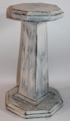 19th Century White Original Painted Wood Pedestal