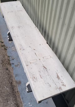 19thc White Painted Farm Bench