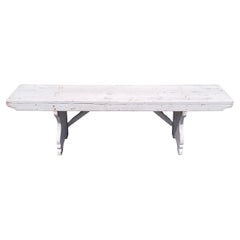 19thc White Painted Farm Bench