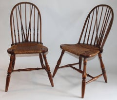 19th Century Windsor Brace Back Chairs, Pair