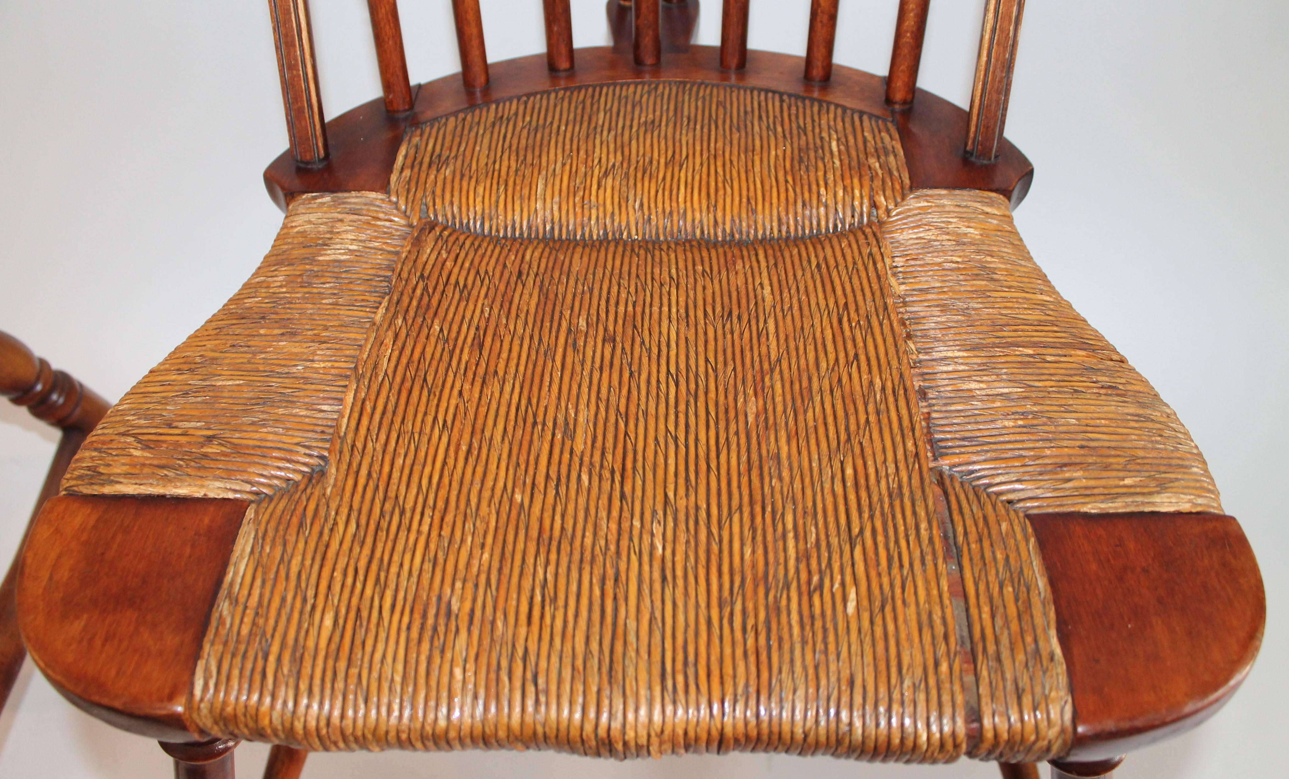 American 19th Century Windsor Brace Back Chairs, Pair