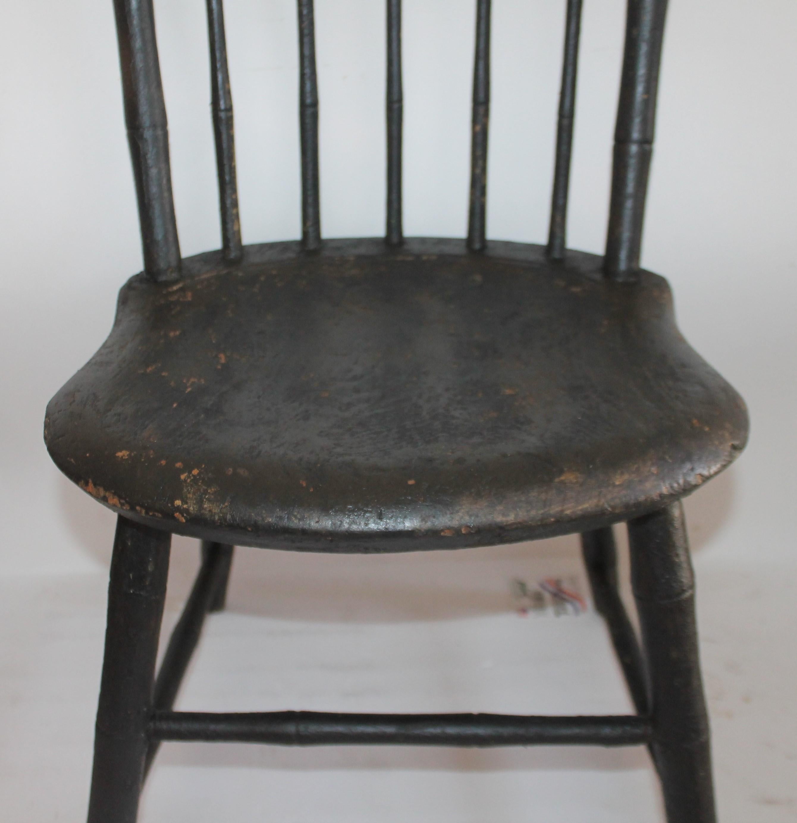 Country 19th Century Windsor Children's Chairs in Black Painted Surface, Pair For Sale