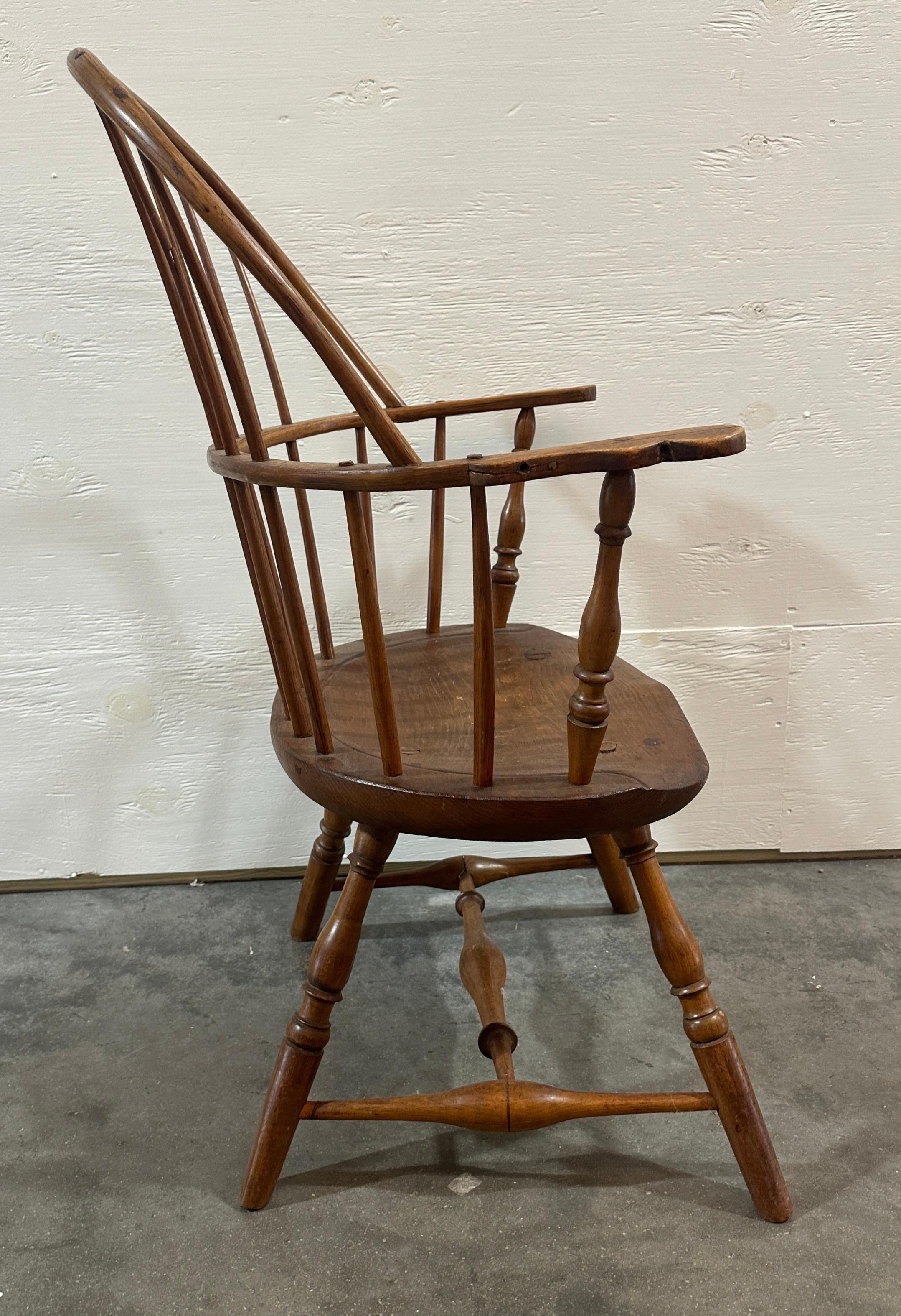 Adirondack 19thc Windsor Sack Back Arm Chair For Sale