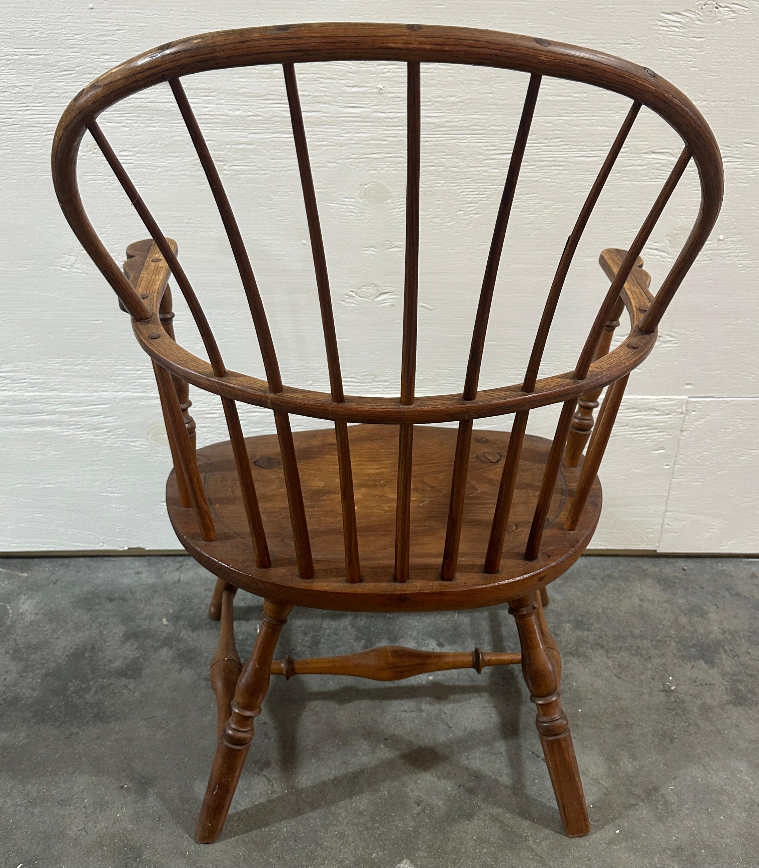 American 19thc Windsor Sack Back Arm Chair For Sale