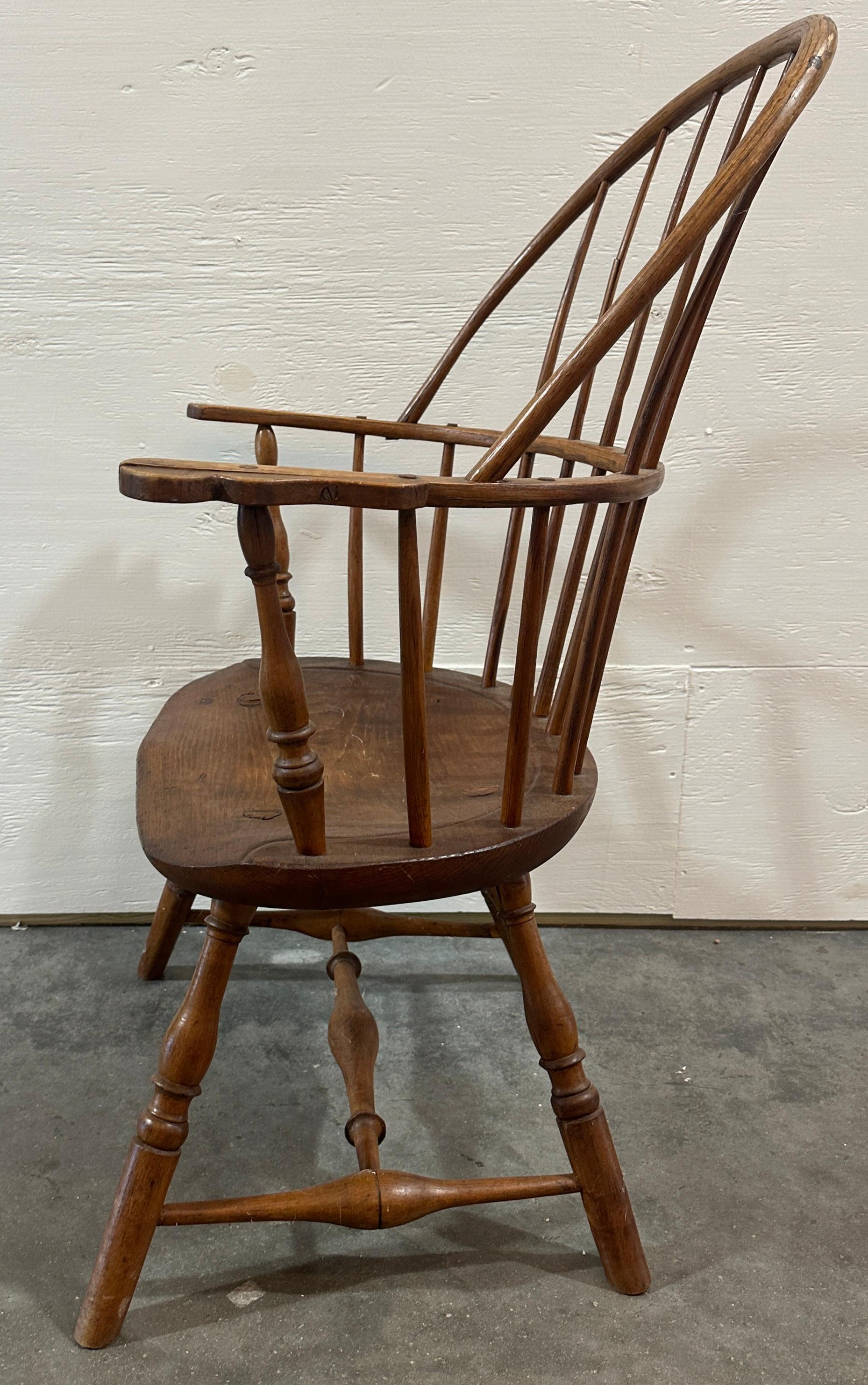 Hand-Crafted 19thc Windsor Sack Back Arm Chair For Sale