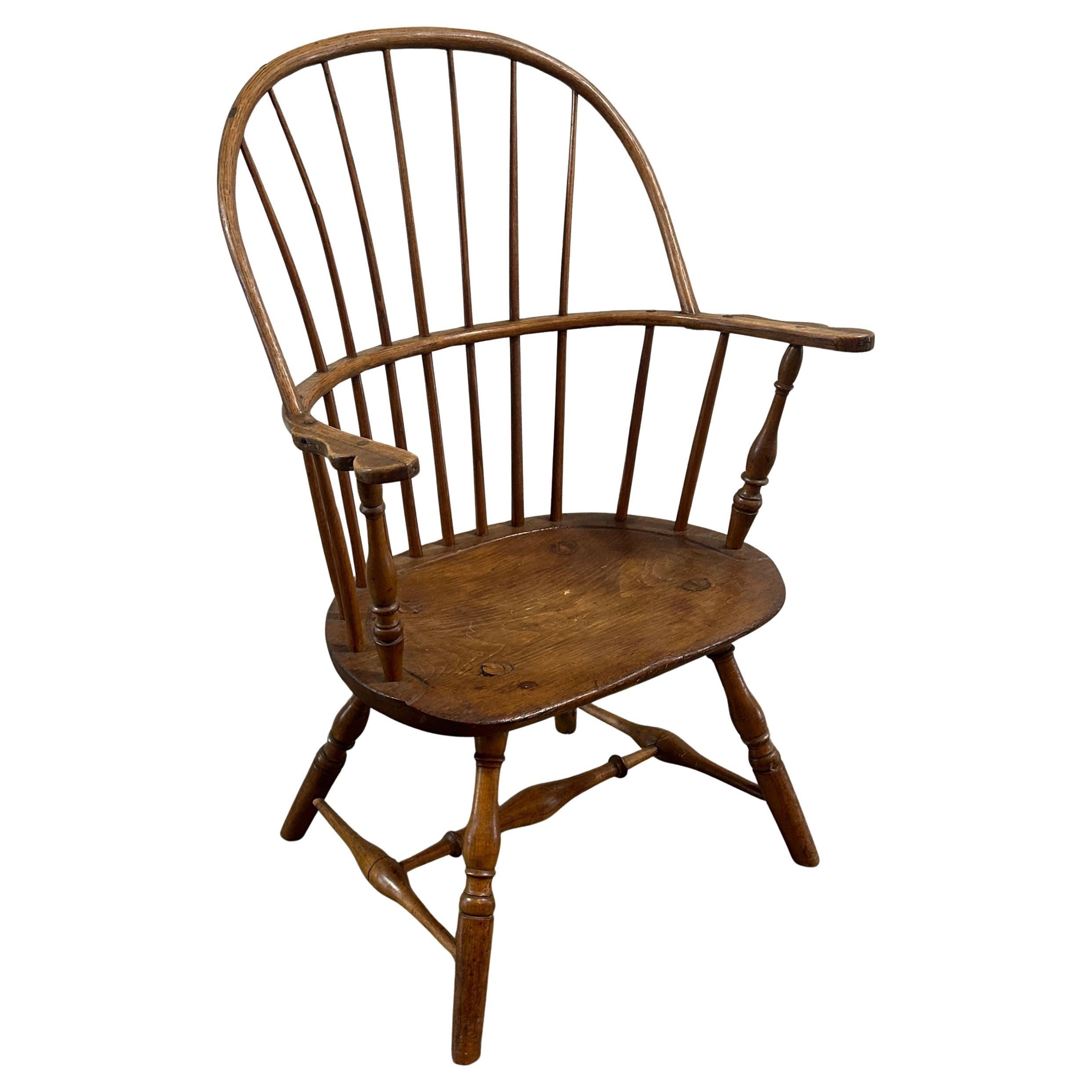 19thc Windsor Sack Back Arm Chair For Sale