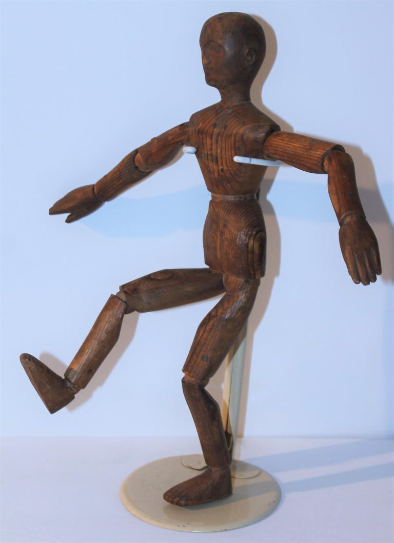 19thc Wood Hand Carved Articulated Mannequin For Sale at 1stDibs