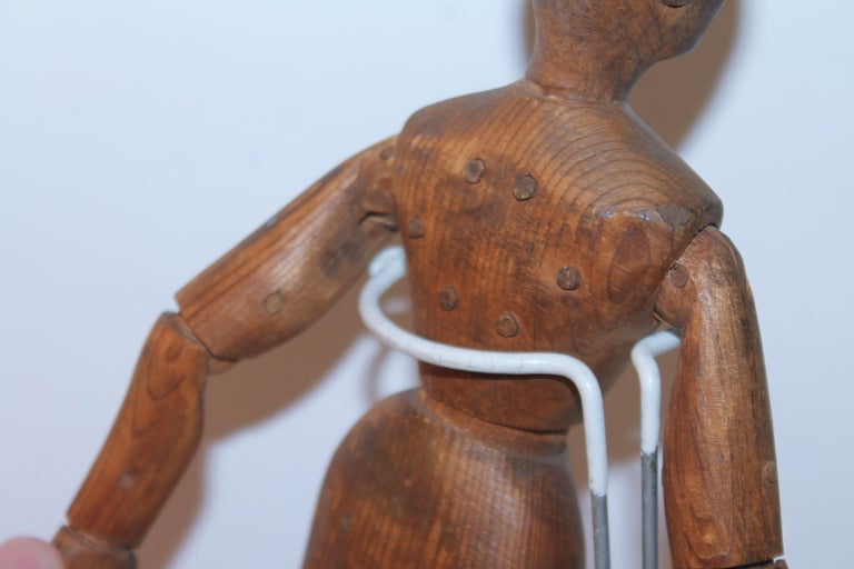 19thc Wood Hand Carved Articulated Mannequin For Sale at 1stDibs