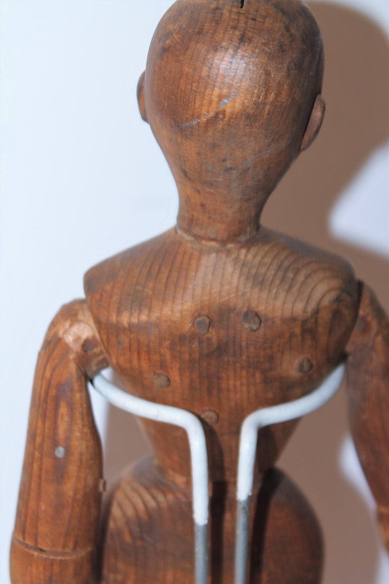 19thc Wood Hand Carved Articulated Mannequin For Sale at 1stDibs