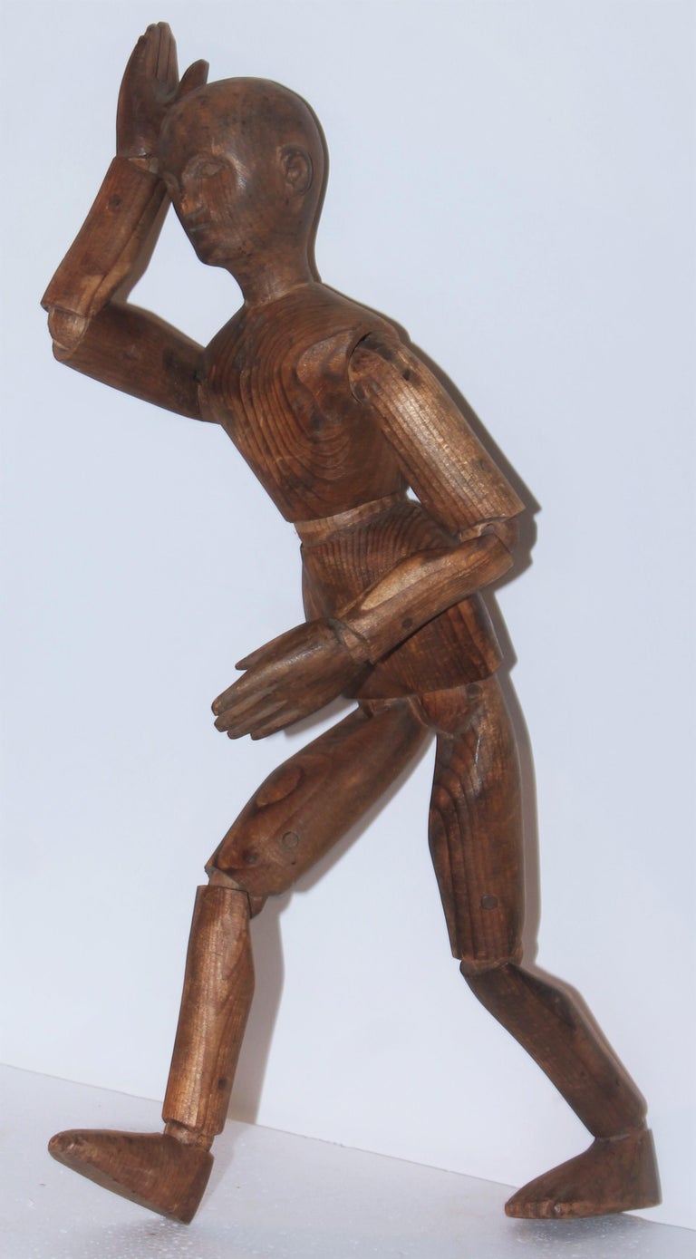 19thc Wood Hand Carved Articulated Mannequin For Sale at 1stDibs