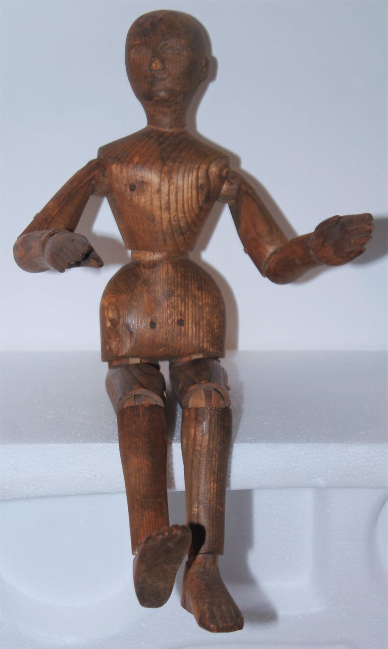 19thc Wood Hand Carved Articulated Mannequin For Sale at 1stDibs