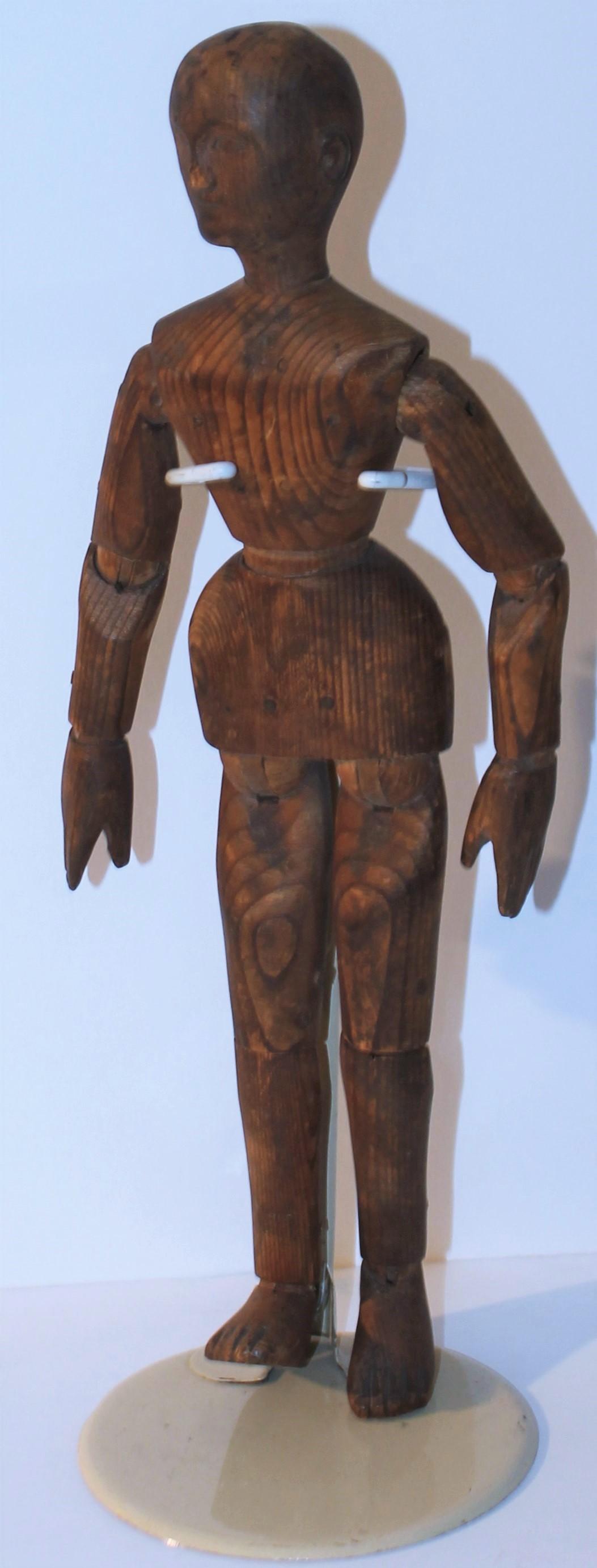 Hand-Carved 19thc Wood Hand Carved Articulated Mannequin