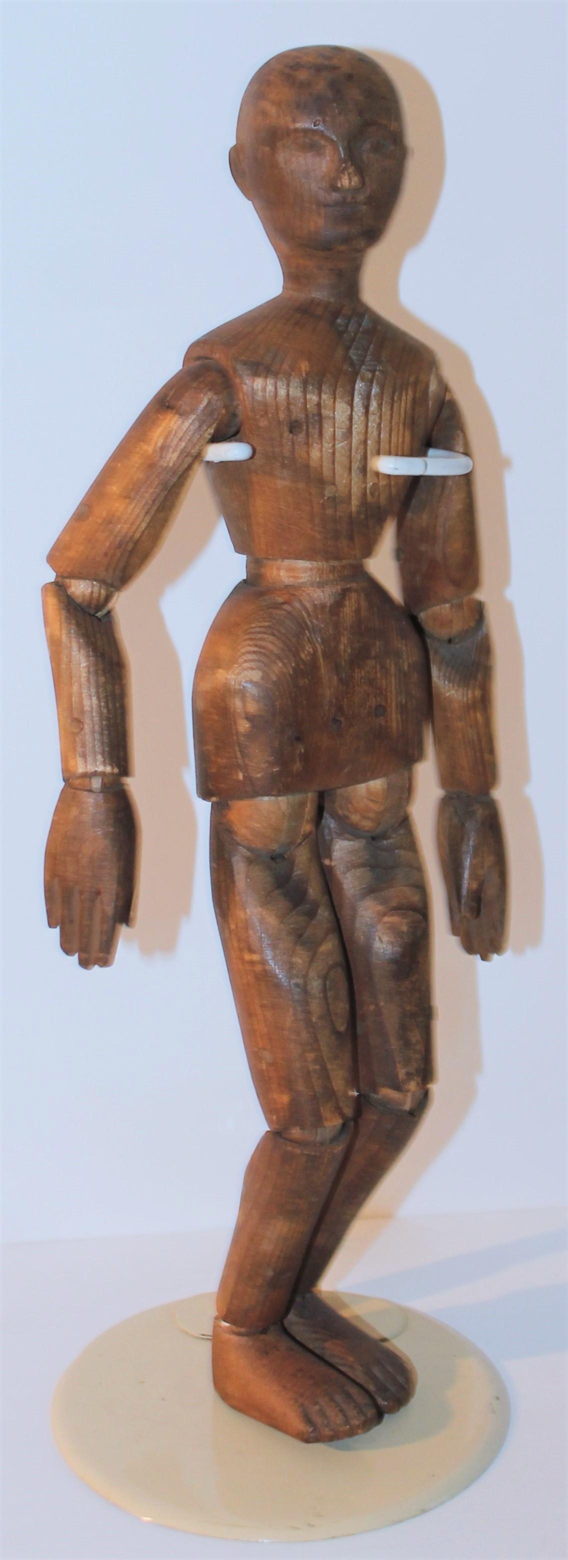 19thc Wood Hand Carved Articulated Mannequin In Good Condition In Los Angeles, CA