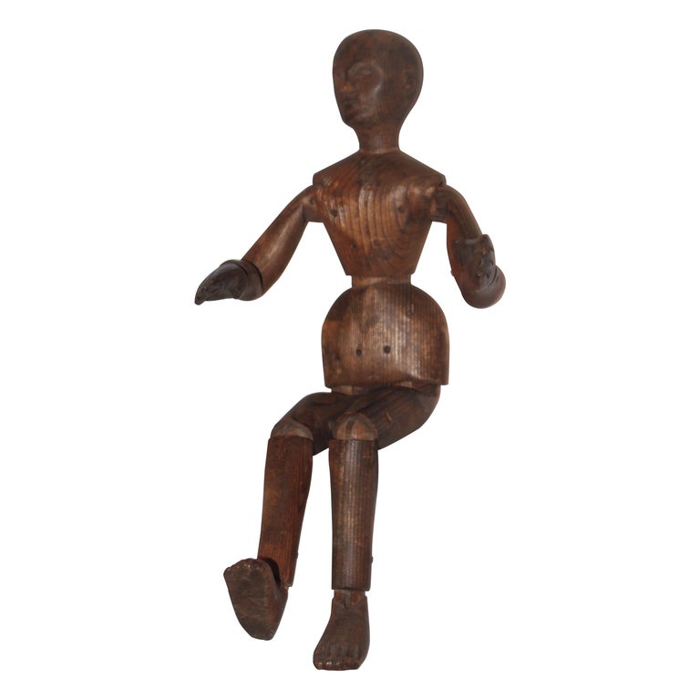 19thc Wood Hand Carved Articulated Mannequin For Sale at 1stDibs