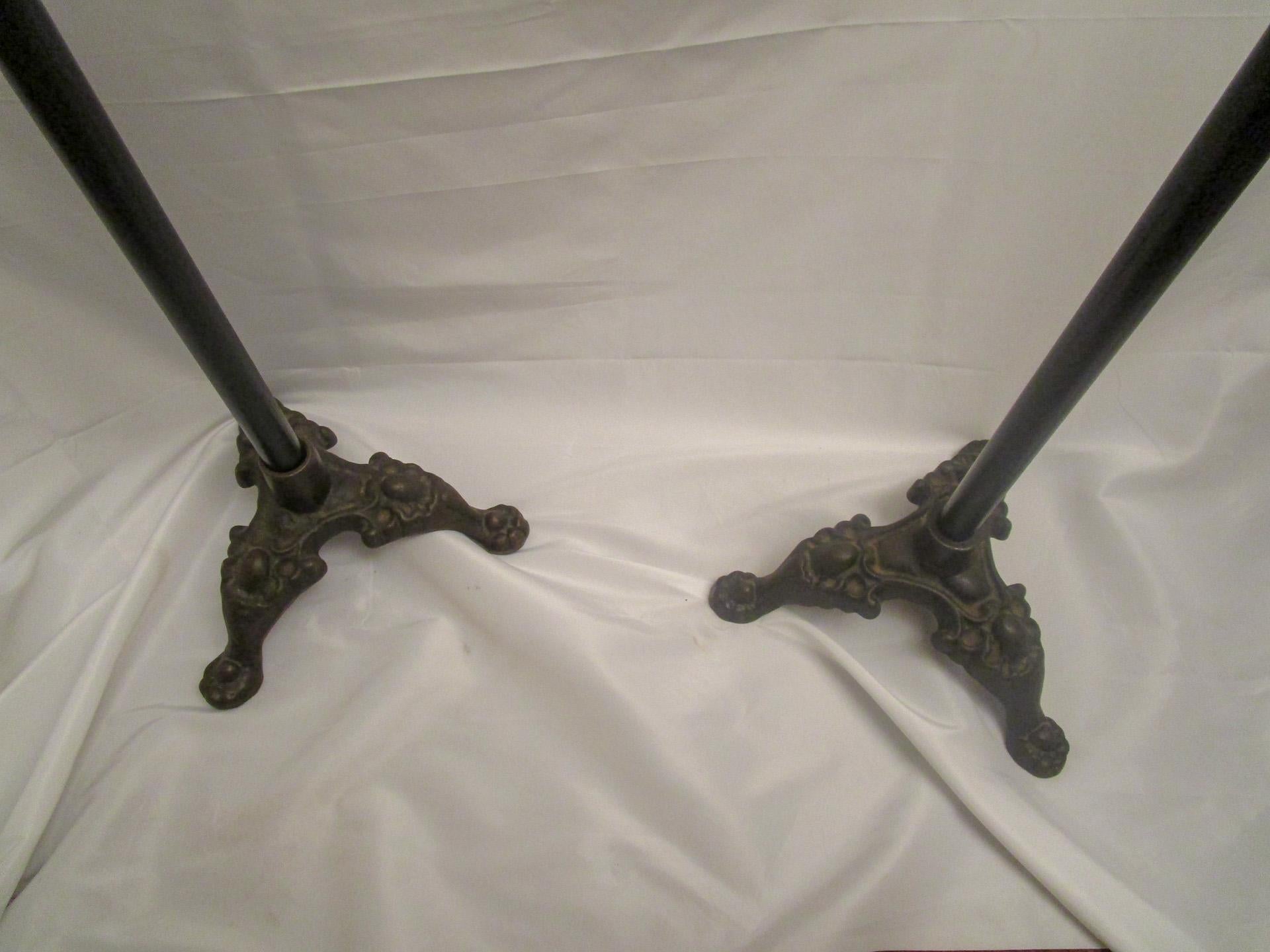 Folk Art 19th c Wooden Ceremonial Fraternal Masonic Crook and Metal Spear on Metal Bases For Sale