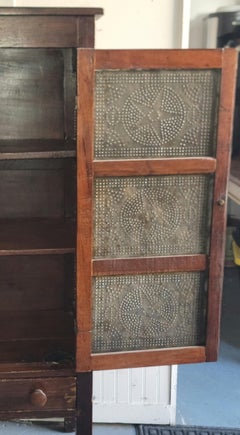 19thc Wooden Pie Safe W/ Punched Tin Stars