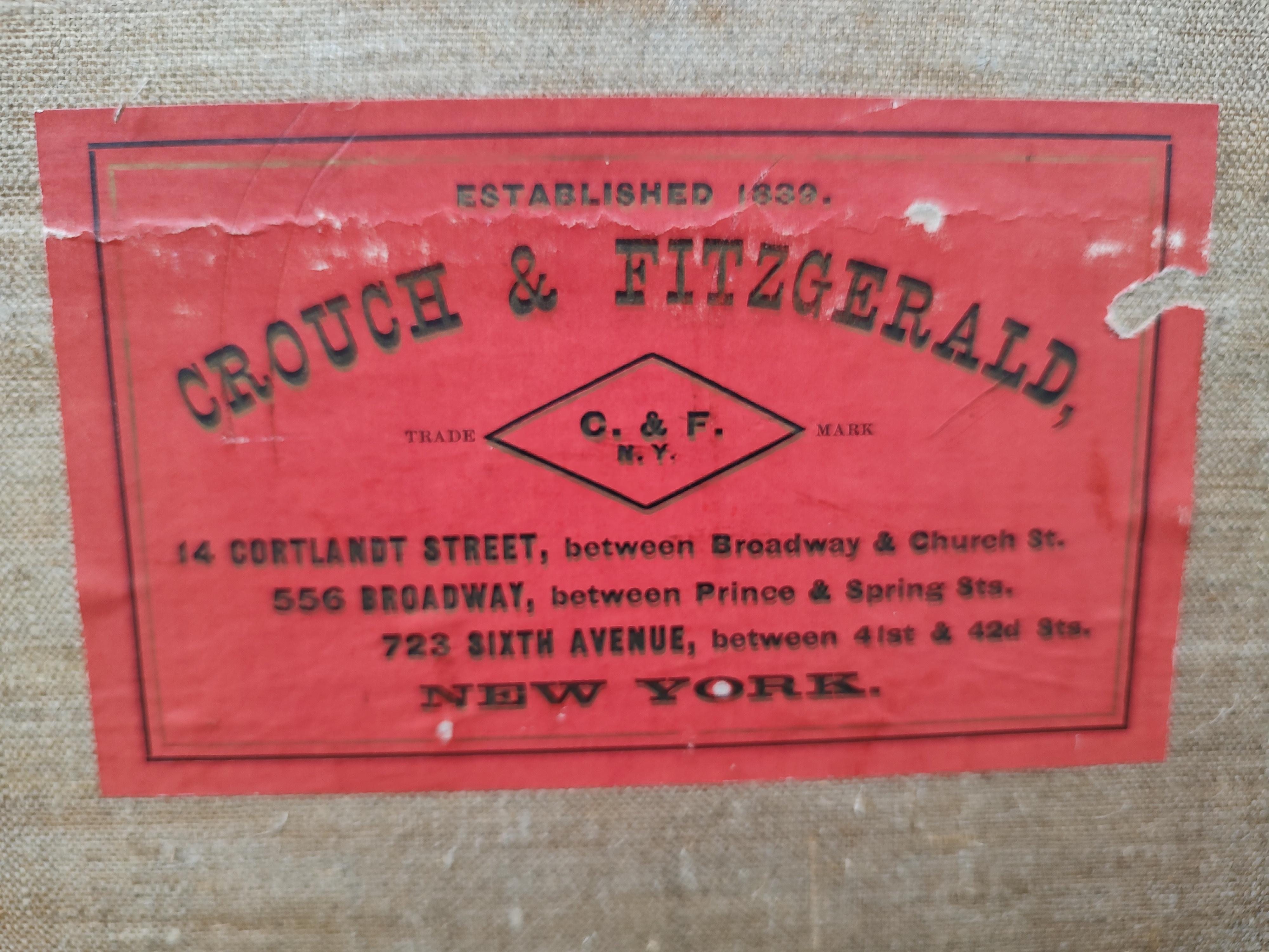 19thC Wooden Travel Trunk Storage & Cocktail Table Crouch & Fitzgerald New York In Good Condition For Sale In Port Jervis, NY